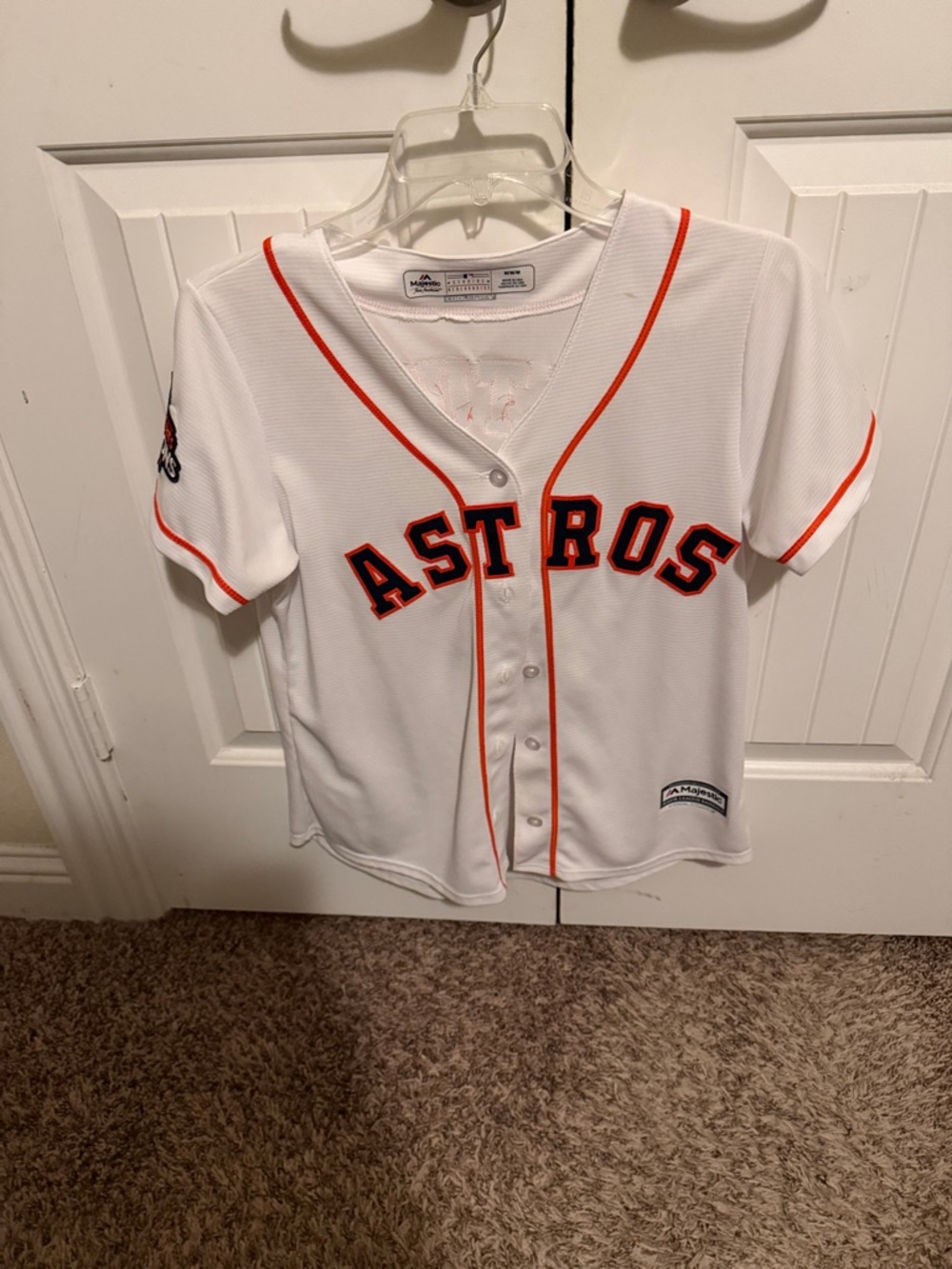 Majestic White and Orange Astros Kids Baseball Jersey